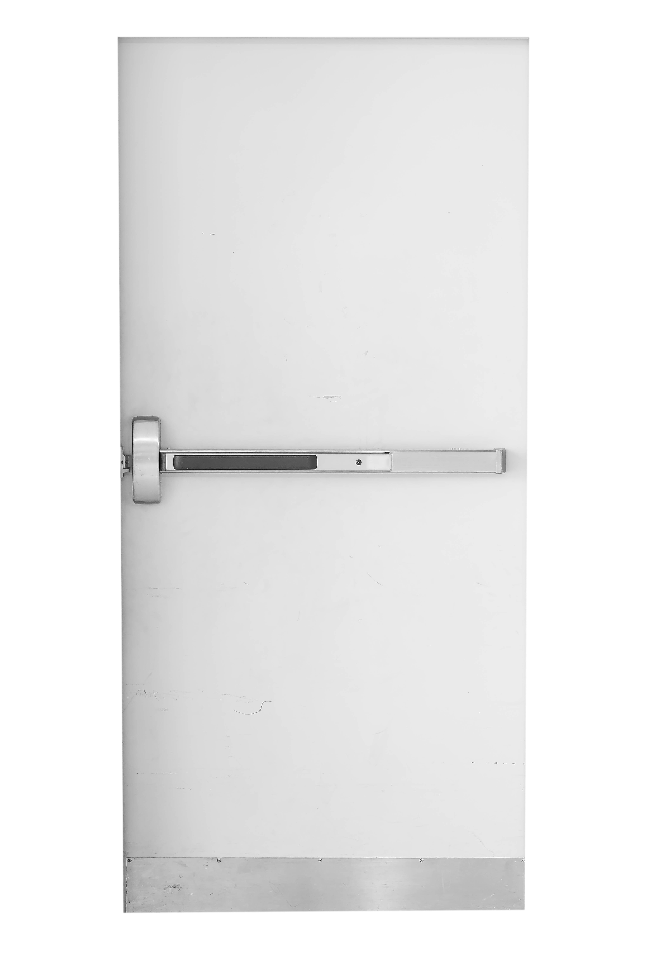 fire safety door and emergency exit pathway in a business building